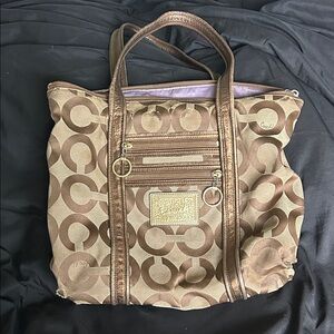 Coach Tan and Brown Signature Tote